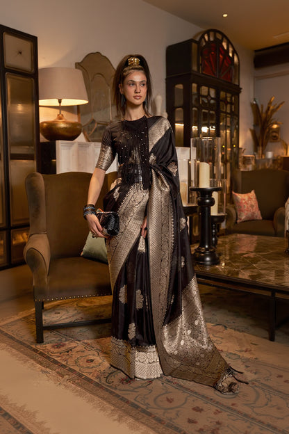 Ravishing Beige Soft Banarasi Silk Saree With Twirling Blouse Piece