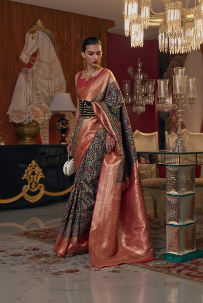 Elision Pista Pashmina saree With Palimpsest Blouse Piece