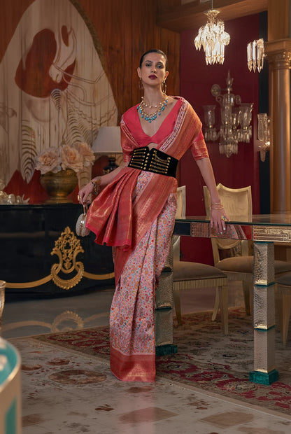 Elision Pista Pashmina saree With Palimpsest Blouse Piece
