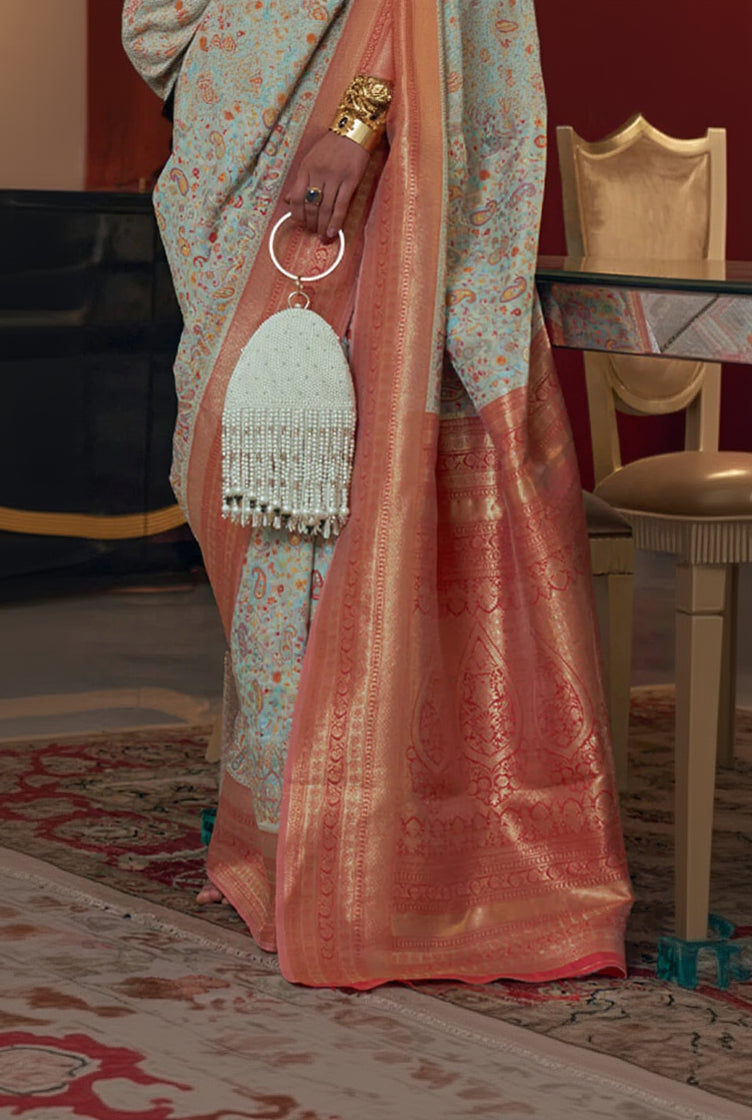 Elision Pista Pashmina saree With Palimpsest Blouse Piece