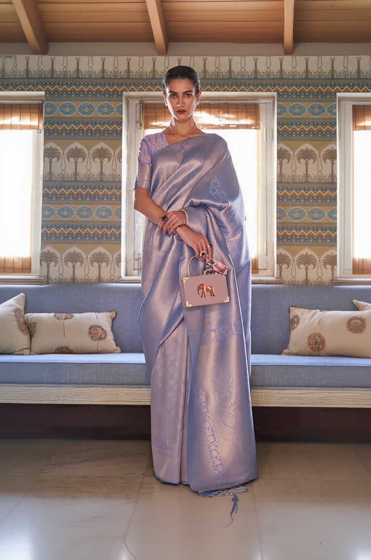 Lovely Pink Kanjivaram Silk Saree With Mesmerising Blouse Piece