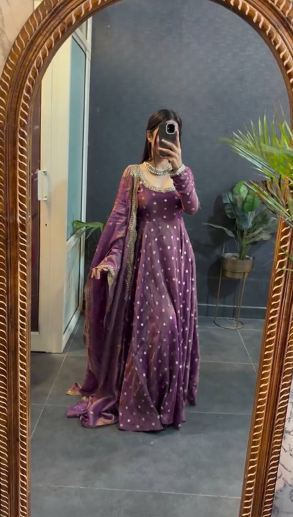 Designer Embellished Anarkali Suit Set with Dupatta – Elegant Festive Wear