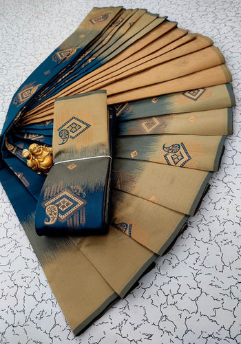 Eloquence Navy Blue Soft Banarasi Silk Saree With Lagniappe Blouse Piece
