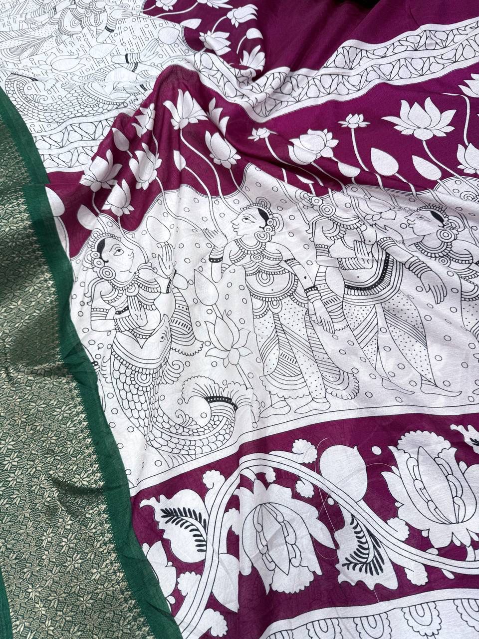 Cynosure Purple Digital Printed Dola Silk Saree With Ephemeral Blouse Piece