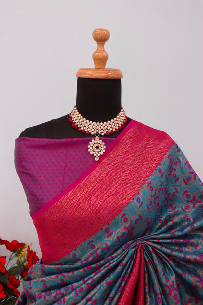 Marvellous Blue Soft Banarasi Silk Saree With Capricious Blouse Piece