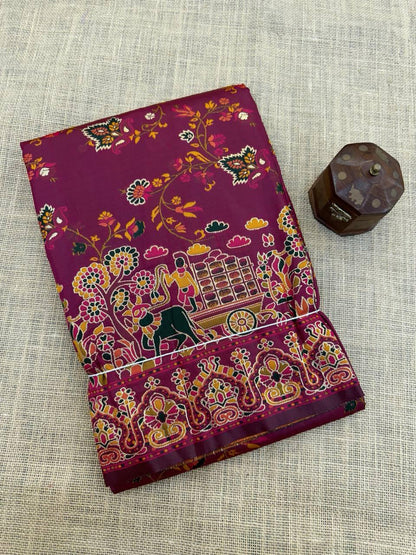 Luminous Wine Pashmina Saree With Winsome Blouse Piece