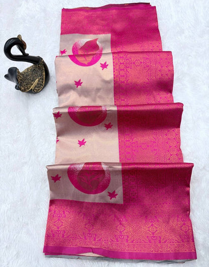 Seraphic Beige Soft Silk Saree With Incomparable Blouse Piece