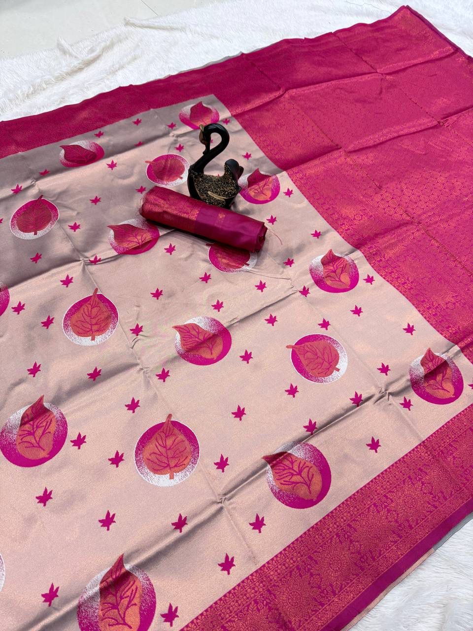 Seraphic Beige Soft Silk Saree With Incomparable Blouse Piece