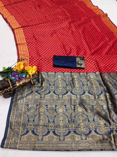 Opulent Red Soft Silk Saree With Desiring Blouse Piece