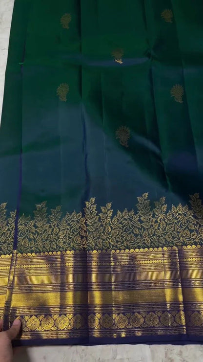 Quixotic Rama Soft Banarasi Silk Saree With Jazzy Blouse Piece