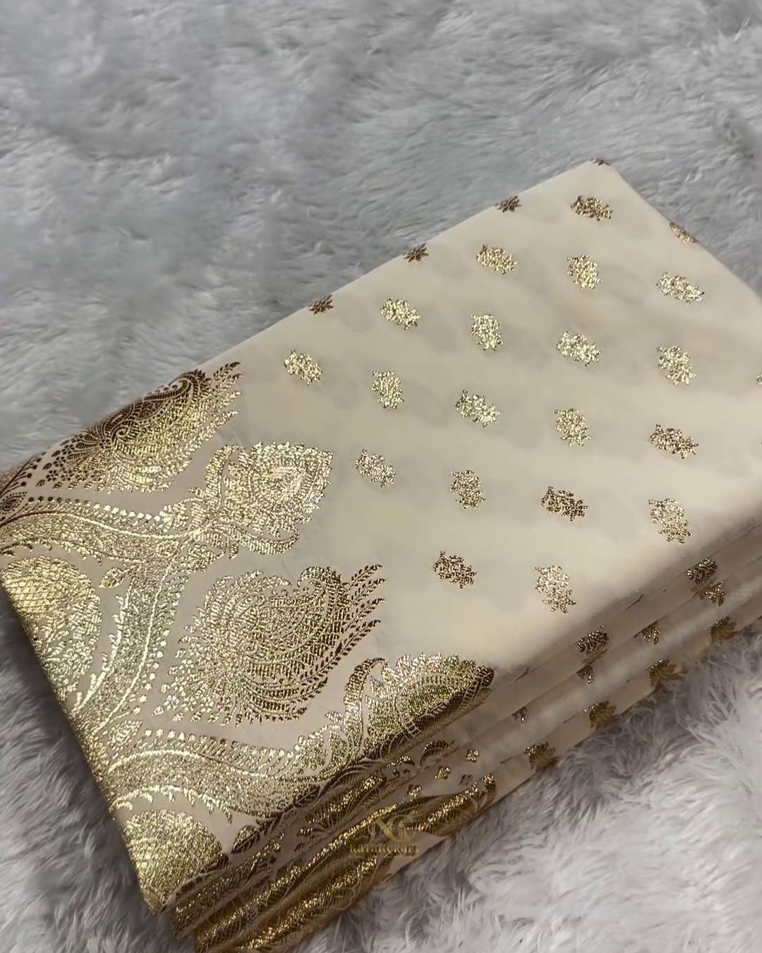 Swati - Durga Puja Special – Off-White & Red Banarasi Katan Silk Saree with Zari Weaving