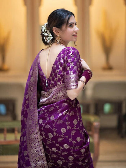 Splendiferous Purple Soft Silk Saree