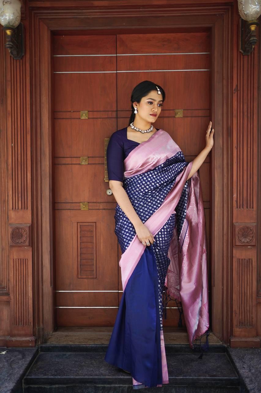 Cobalt Blue Banarasi Silk Saree