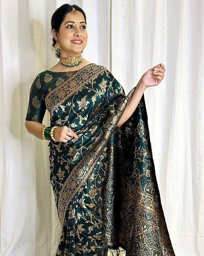 Fructuous Green Banarasi Silk Saree
