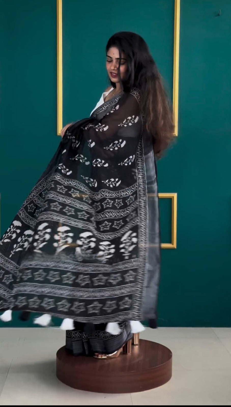 Noir Grace Black Cotton Saree – Subtle, Strong, Statement