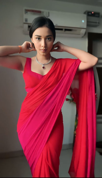Rosara Pink Pure Georgette Saree