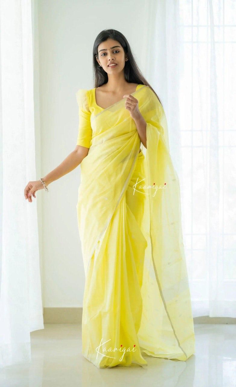 Maithili Yellow Sheer Organza Saree