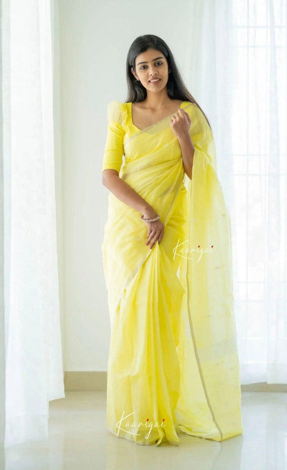 Maithili Yellow Sheer Organza Saree