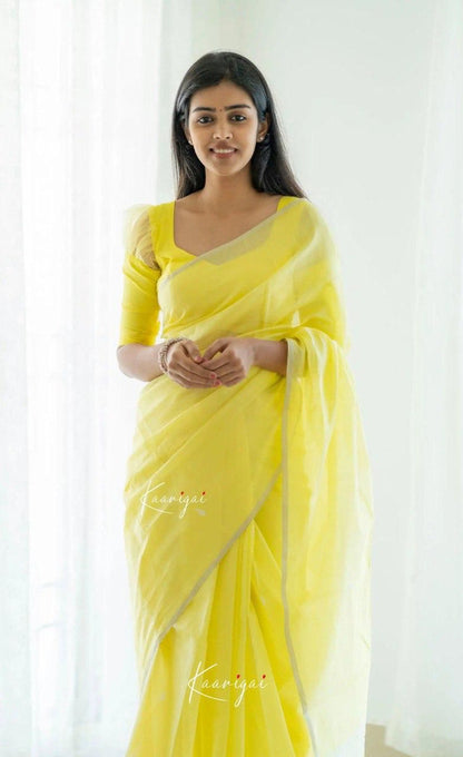 Maithili Yellow Sheer Organza Saree