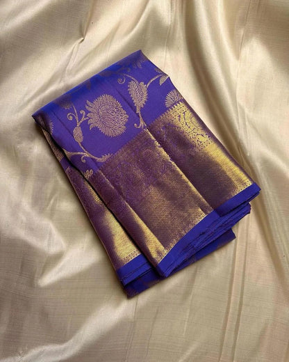 Akruti - Blue Banarasi Silk Saree with Zari Weaving Border