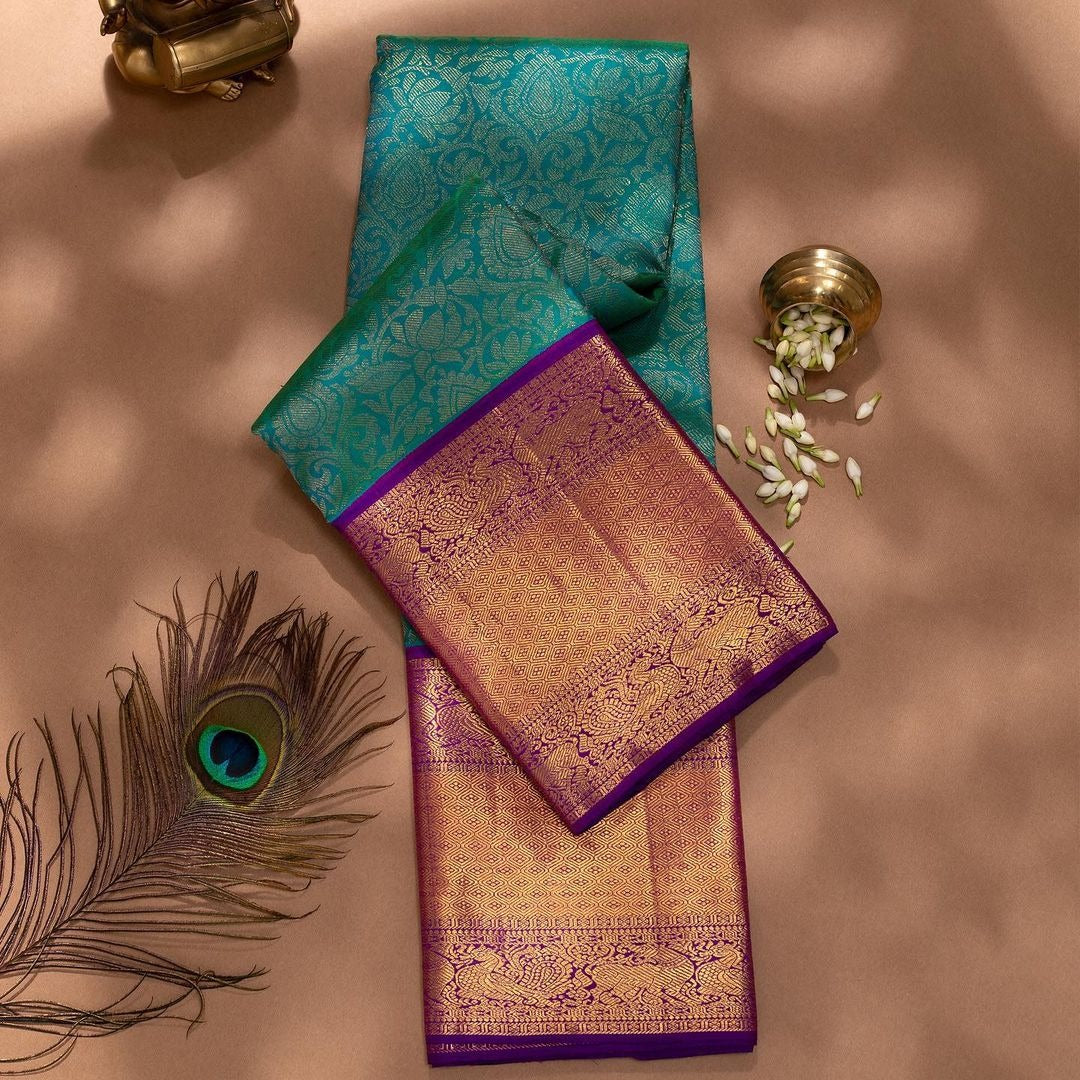 Saarya - Rama Green Soft Silk Jacquard Saree