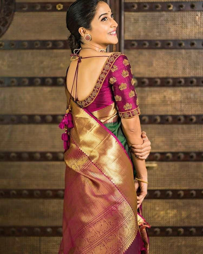 Ruhani - Beige Soft Banarasi Silk Saree with Multicolor Jacquard Work