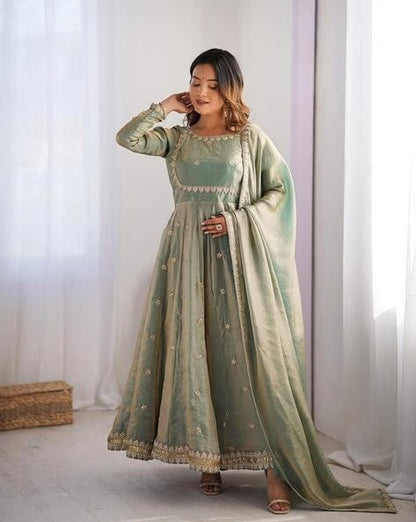 Embroidered Anarkali Suit Set with Dupatta & Bottom – 5 Color Options
