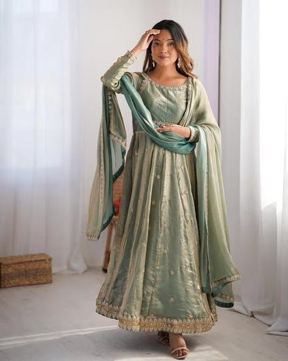 Embroidered Anarkali Suit Set with Dupatta & Bottom – 5 Color Options