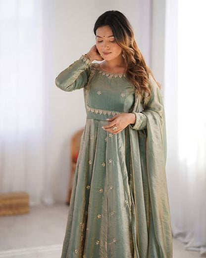 Embroidered Anarkali Suit Set with Dupatta & Bottom – 5 Color Options