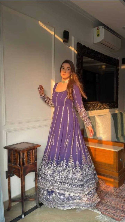 Elegant Georgette Embroidered Anarkali Suit Set with Dupatta | Festive & Party Wear