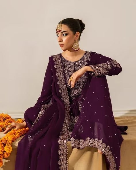 Heavy Embroidered Straight Kurta Palazzo Suit Set | Festive Party Wear | 6 Colors
