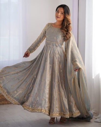 Embroidered Anarkali Suit Set with Dupatta & Bottom – 5 Color Options