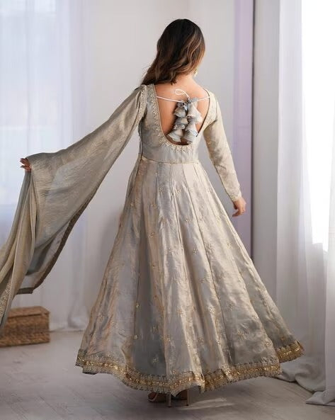 Embroidered Anarkali Suit Set with Dupatta & Bottom – 5 Color Options