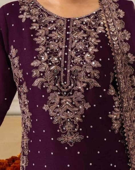 Heavy Embroidered Straight Kurta Palazzo Suit Set | Festive Party Wear | 6 Colors