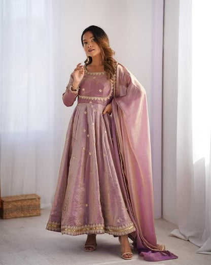 Embroidered Anarkali Suit Set with Dupatta & Bottom – 5 Color Options