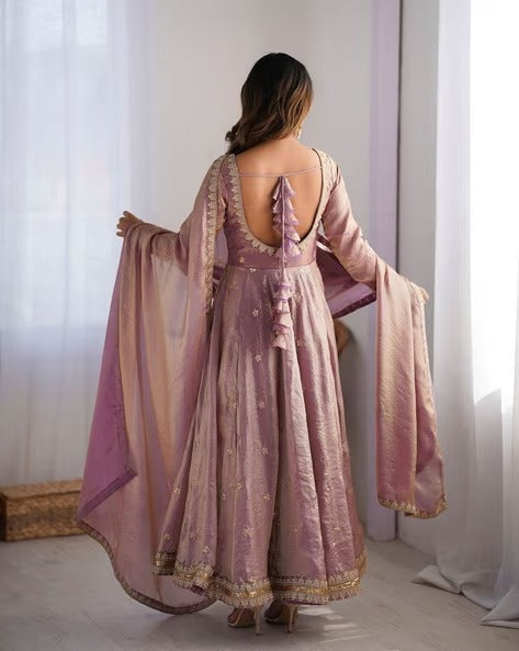 Embroidered Anarkali Suit Set with Dupatta & Bottom – 5 Color Options