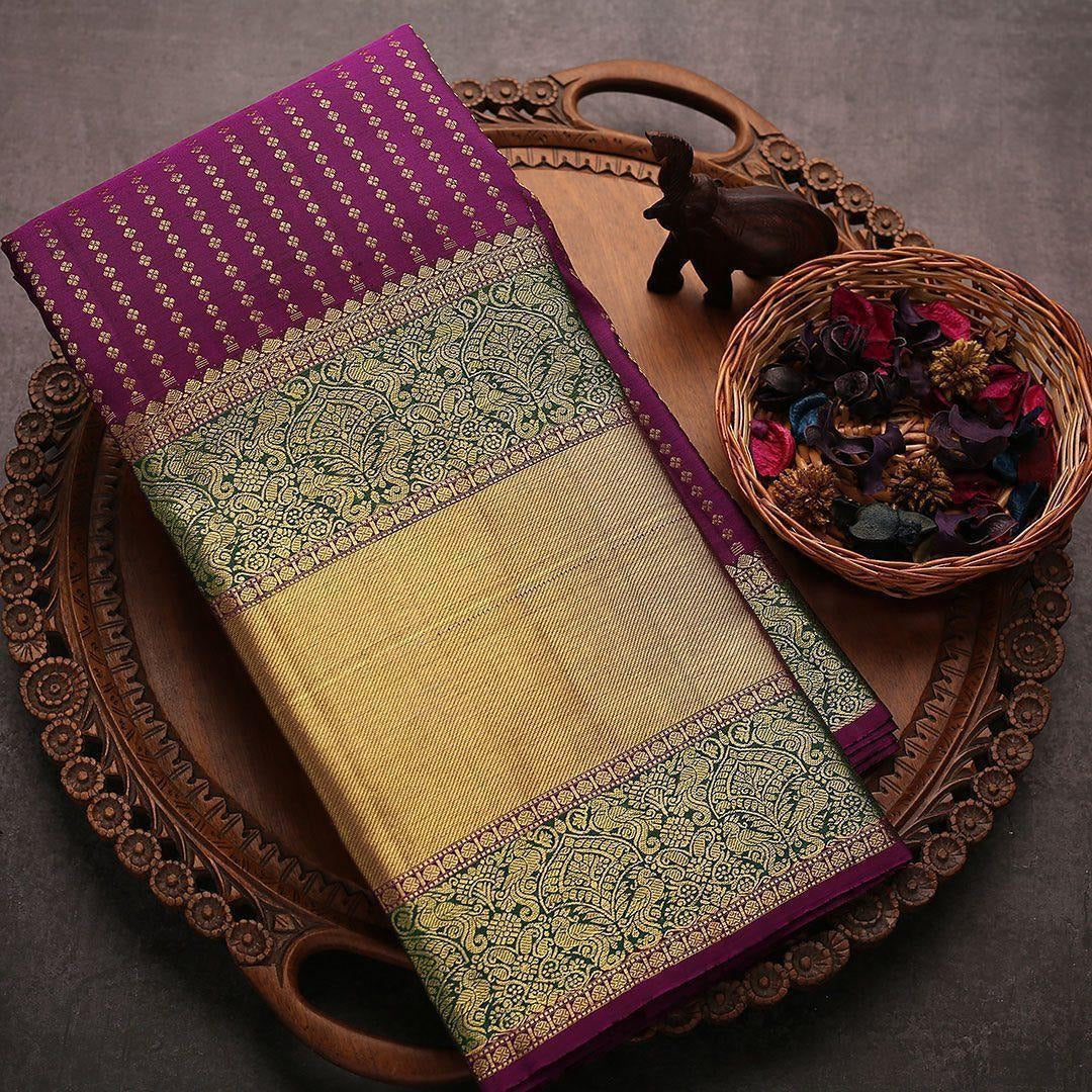 Sugandha - Purple Soft Banarasi Silk Saree with Golden Jacquard Weaving