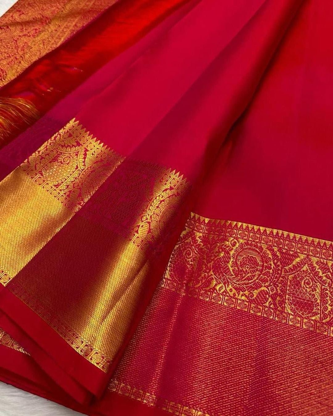 Akruti - Red Banarasi Silk Saree with Zari Weaving Border