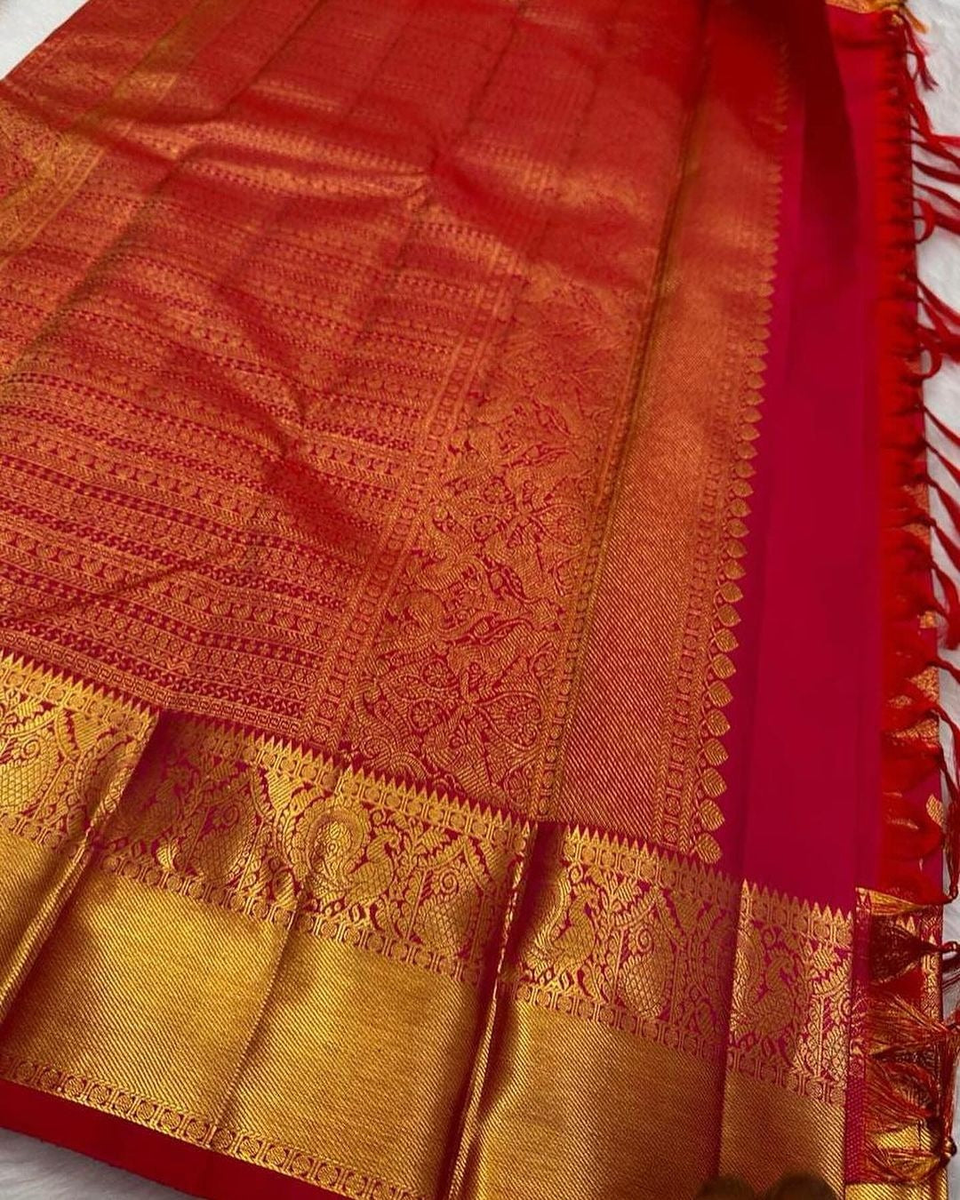 Akruti - Red Banarasi Silk Saree with Zari Weaving Border