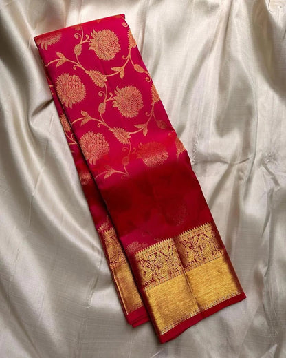Akruti - Red Banarasi Silk Saree with Zari Weaving Border