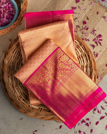 Sharvika – Ranimor Banarasi Silk Saree with Pink Zari Weaving Border