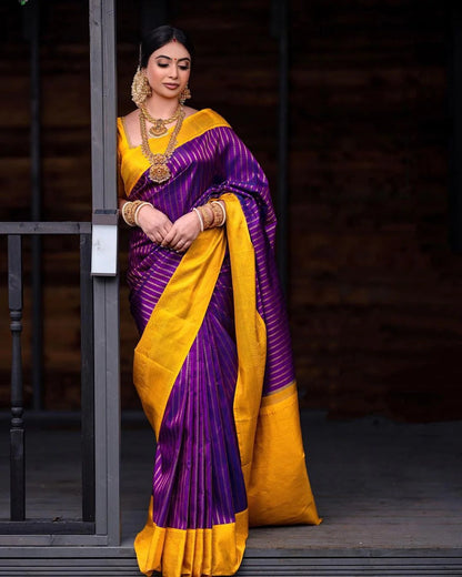 Anvi - Yellow Soft Banarasi Silk Saree with Jacquard Work