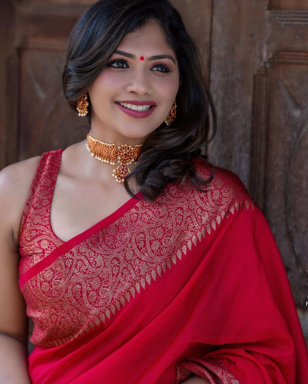 Nayira - Red Soft Silk Saree with Silver Zari Border and Matching Blouse