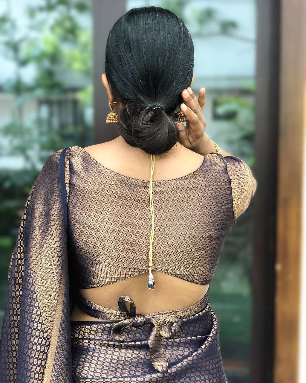 English Walnut Purple Zari Woven Lichi Silk Saree