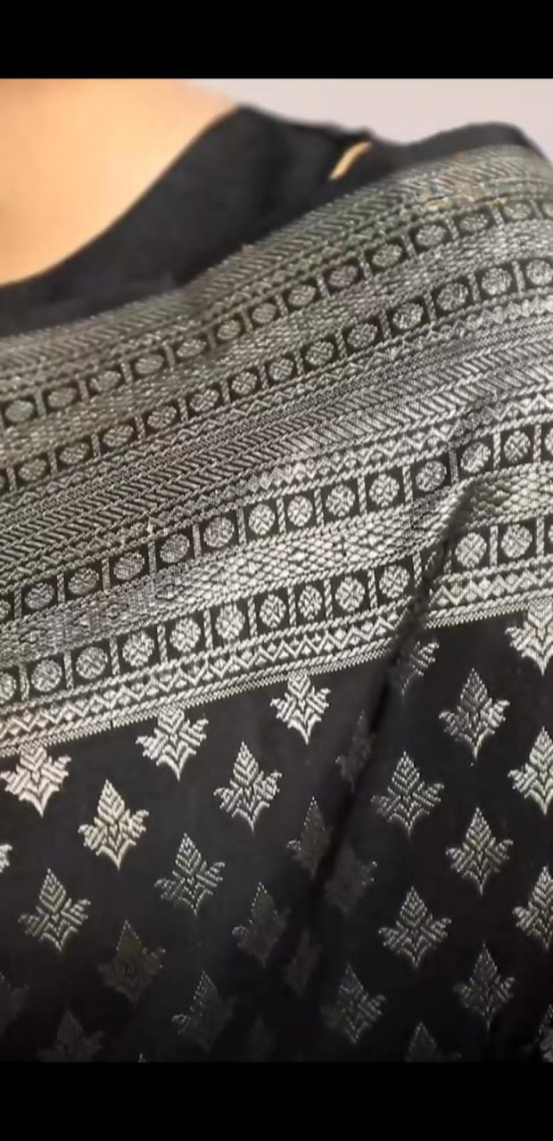 Black Woven Art Silk Saree