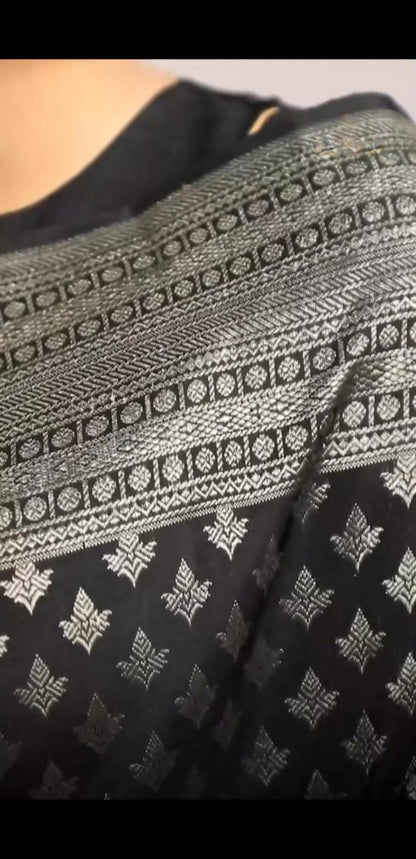 Black Woven Art Silk Saree