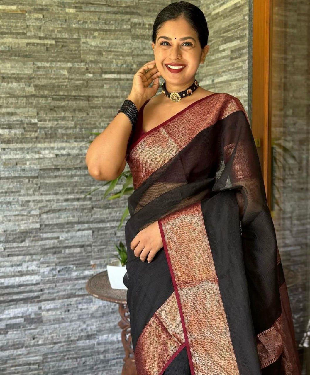 Confounding Black Soft Silk Saree