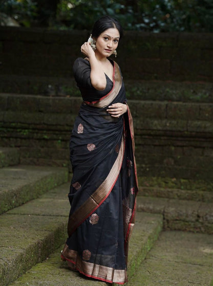 Surpassing Black Soft Silk Saree