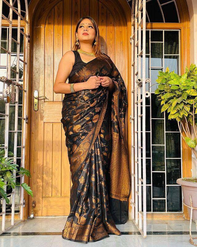 Amazing Black Soft Banarasi Silk Saree