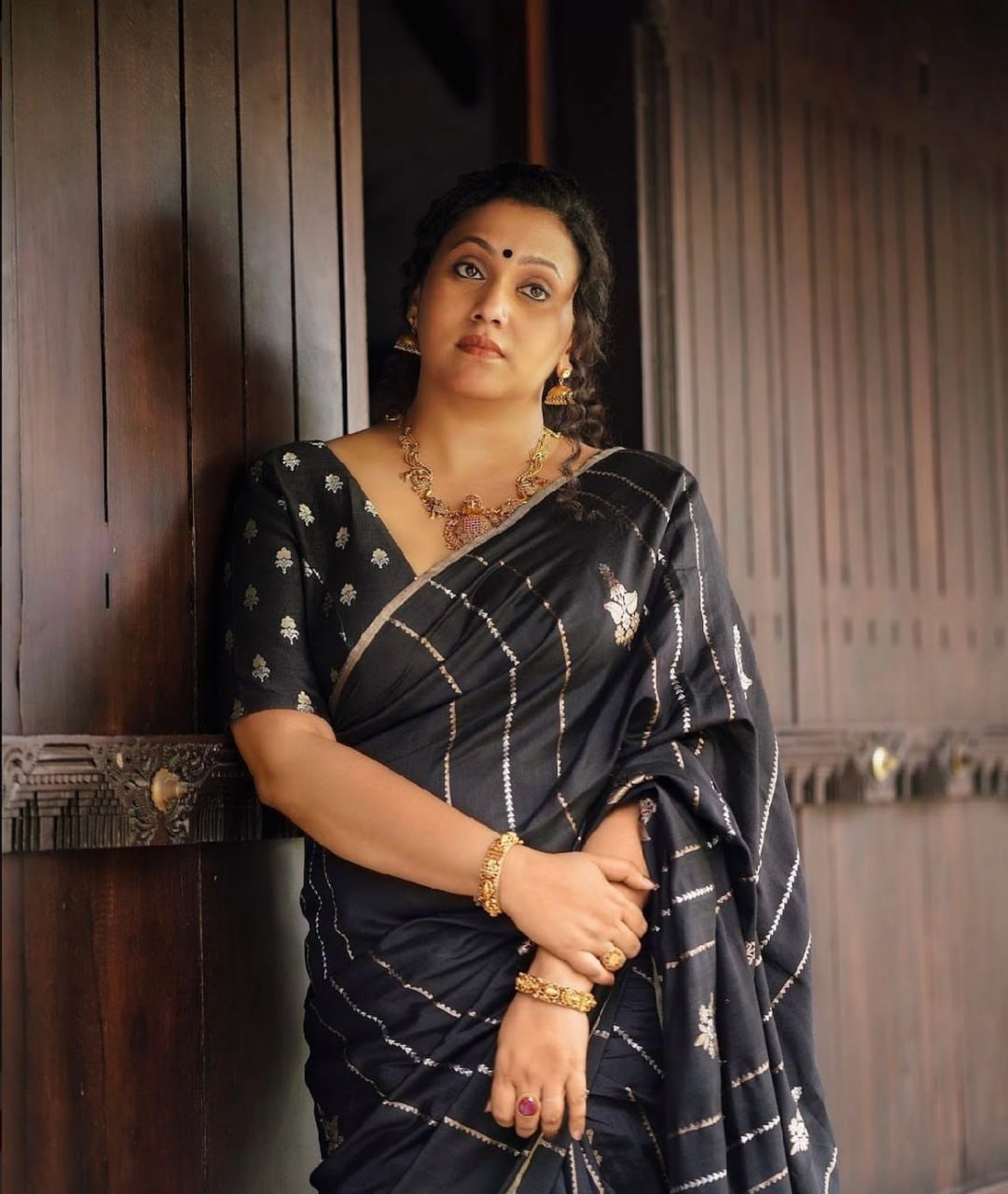 Transcendent Black Soft Silk Saree